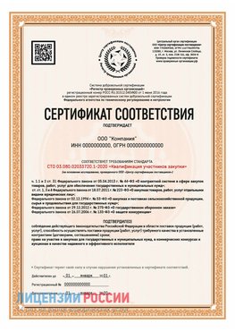 Сертификат СТО 03.080.02033720.1-2020 (Образец) Сергач Сертификат СТО 03.080.02033720.1-2020